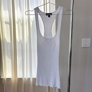 Y2K Bebe Ribbed Tank Halter Top Metallic Silver Clubwear Party Bimbocore McBling